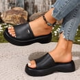 thumbnail image 4 of Rokment Women's Platform Chunky Backless Sandals 2026 Trendy Leather Chunky Wedge Mid Heels Slip on Slides Comfortable Casual Walking Slippers for Indoor Outdoor Black Size 6, 4 of 6