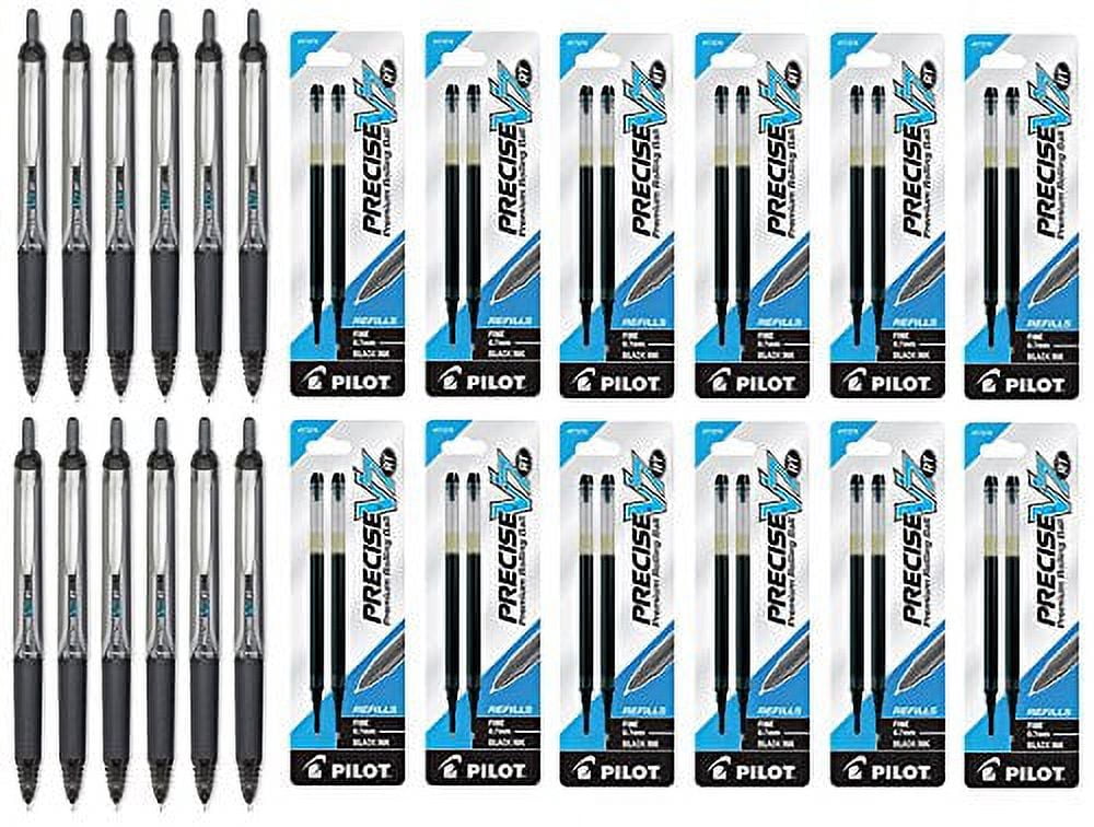 Pilot Precise V7 RT Rolling Ball Fine Point Black Ink 12 Pens & 24 Refills