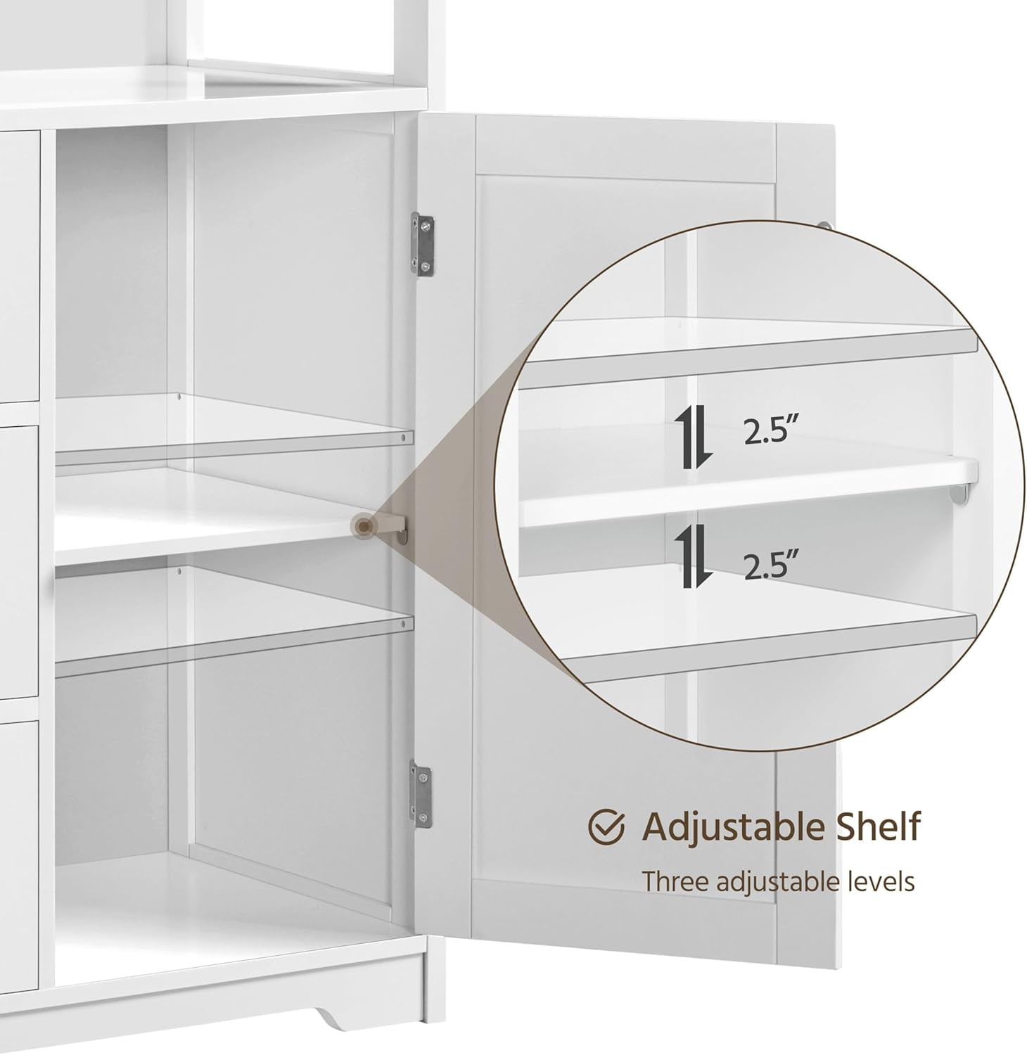 GMNIU Bathroom Storage Cabinet Bathroom Floor Cabinet Freestanding Storage and Organizer with Door, 3 Drawers, Adjustable Shelf, 35.5 Inches Height, White