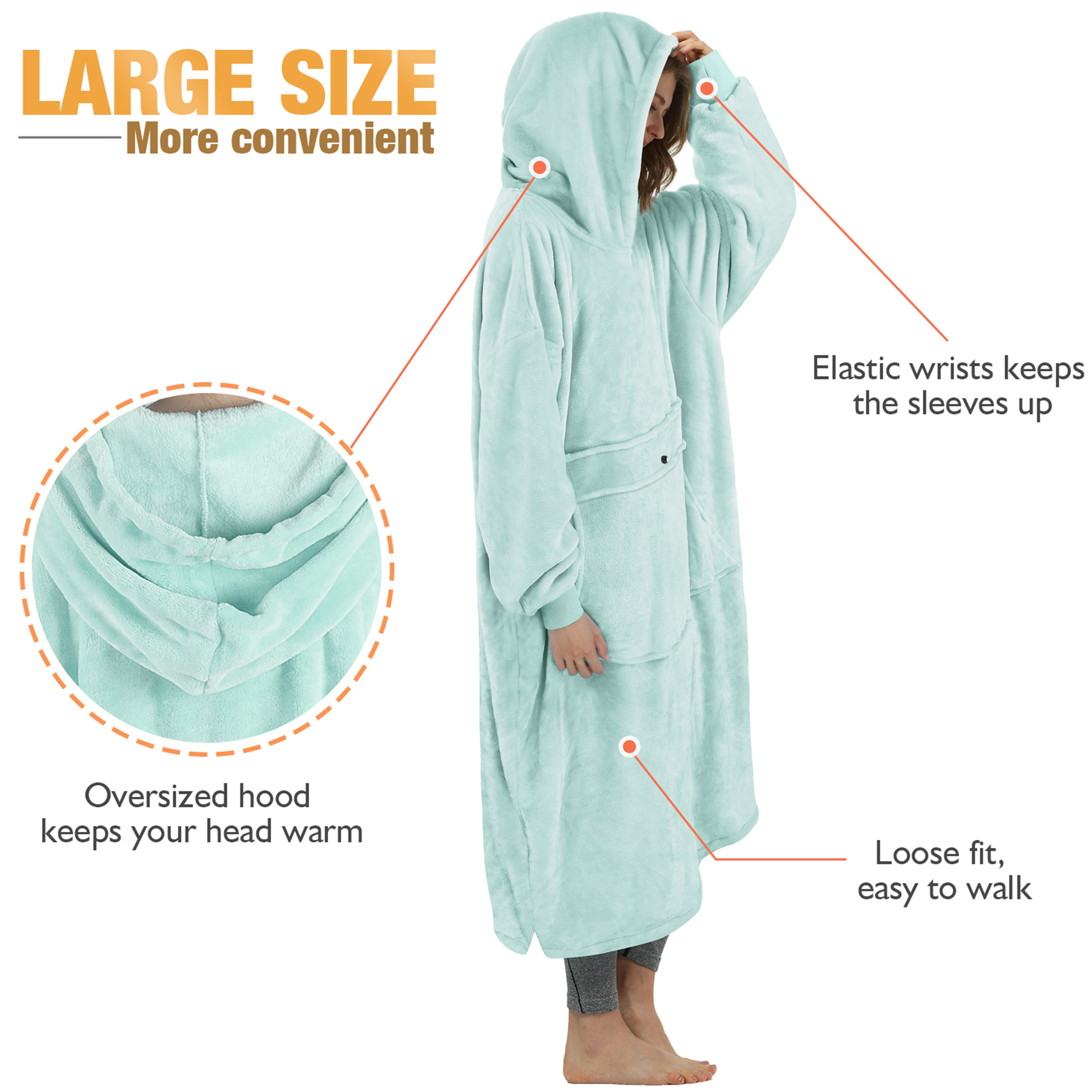 Catalonia Full Body Oversized Blanket Hoodie Sweatshirt, Extra Long Wearable Fleece Pullover, Gift for Adult Men Women Wife Girlfriend