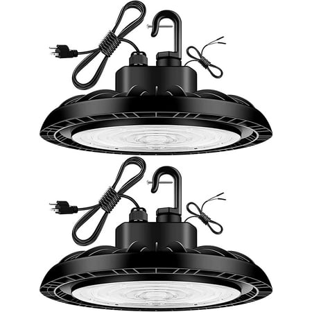 

JSTCL 100W UFO LED High Bay Lights with US Plug15000LM[400W HID/HPS Equiv.] IP65 Waterproof Commercial Bay Lighting for Warehouse Gyms Buildings 100-277V Universal ETL Listed 5000K-Daylight 2 Pack