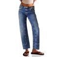 thumbnail image 6 of Women Middle Waist Light Washed Straight Leg Denim Pants Casual Ankle Jeans, 6 of 7
