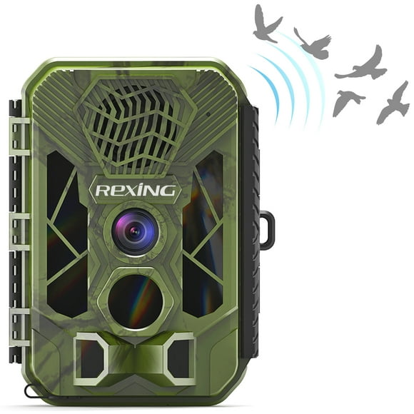 REXING H3 Electronic Animal Caller Trail CAM W/ 2.8” LCD,2.7K Video +20MP Photo,Night Vision,.2s Trigger,100FT Range,512GB,16 Month Standby Hunting/Wildlife Surveillance CAM