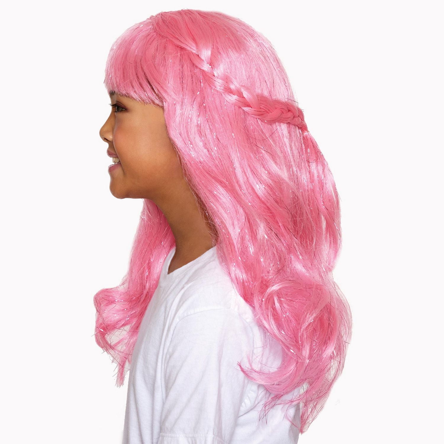 Girls Pink Magical Tinsel Wig