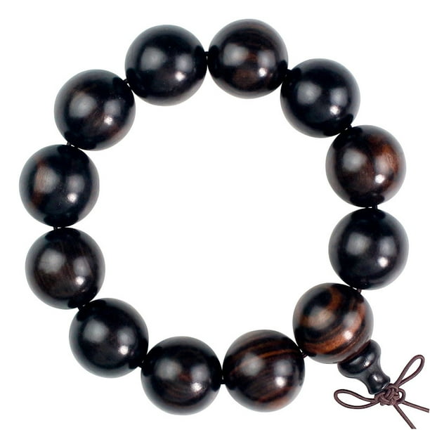 Pulsera de abalorios negra Dalbergia Nigra de 20 mm para hombre hecha a mano