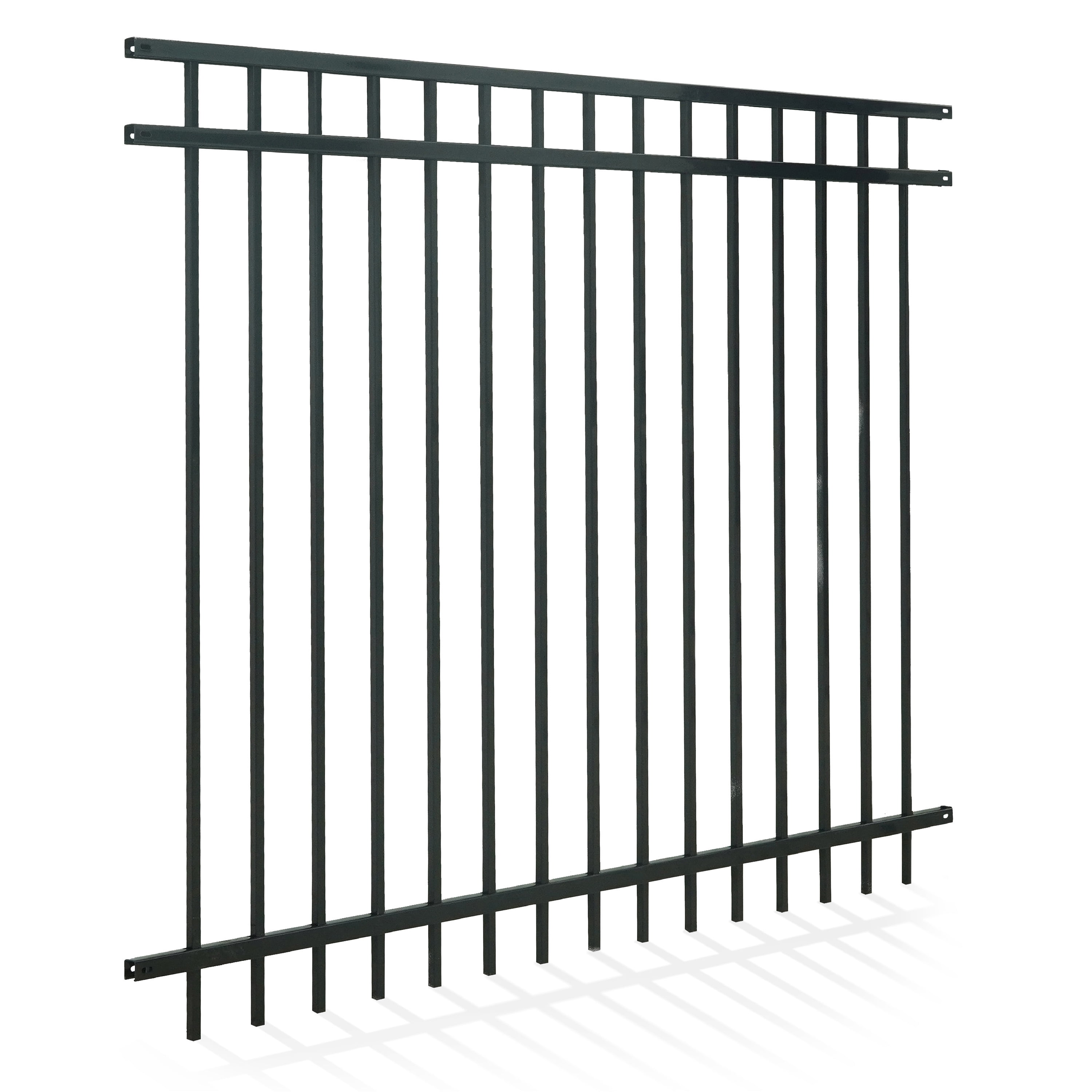CAPHAUS Heavy Duty Flat Top Fence Barrier Panel, 5FT Height X 6FT Width Anti-Rust Metal Fencing Panel, 2” Diameter Steel Outdoor Decorative Garden Fence Panel for Yard, Pool, Patio, Single Panel