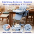 thumbnail image 4 of Bebbly Silla Alta para Bebé Ajustable con Charola y Respaldo Reclinable Altura Regulable en 6 Niveles Silla de Comer con Arnés de Seguridad y Ruedas, Alimentación y Juego 6 meses a 3 años (Azul), 4 of 10