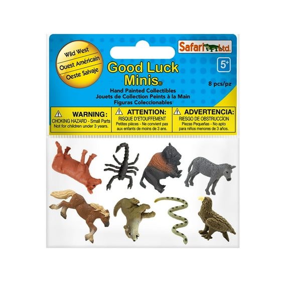 Safari Ltd. Good Luck Minis Wild West Fun Pack – 8 Mini Figurines of Western Animals – Educational Toy Figures for Boys, Girls, & Kids Ages 5 