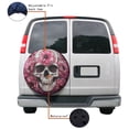 thumbnail image 4 of KAKALAD Sugar Skull Skeleton Flower Pink 07 Spare Tire Cover Universal Vehicle Accessories Buckle Car Tools 16”in, 4 of 6