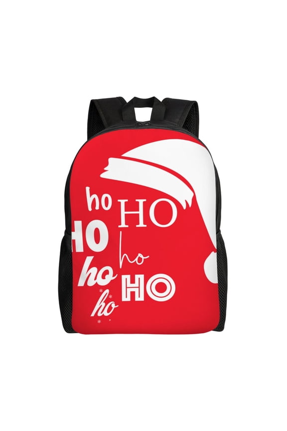 Saying Ho Ho Ho Print School Backpack with Laptop Compartment Small Travel Laptop Backpack for Women Men Waterproof College Backpack Simple School Bag