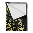 thumbnail image 2 of Yellow Damask Soft Flannel Fleece Throw Blanket, Graphic Abstract Flowers Circular Frame Leaves Image, Cozy Plush for Indoor and Outdoor Use, 60" x 80", Pale Yellow and Black, by Ambesonne, 2 of 5
