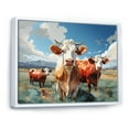 thumbnail image 2 of Designart "Grazers Geometric Cattle Pastoral art painting II" Animals Floater Framed Canvas Wall Art, 2 of 7