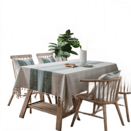 

Three Tone Plaid Decorative Linen Tablecloth With Tassel Waterproof Oilproof Thicken Rectangular Wedding Dining Tea Table Cloth|Tablecloths(140x160CM)