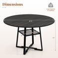 thumbnail image 3 of Gymax Round Dining Table for 4-6 47.5'' Dining Room Table w/Storage Shelf & Metal Legs Black, 3 of 10