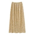 thumbnail image 3 of RUTAYY Women A-Line Glitter Sequin Pleated Skirt Mid-Length Elegant Festive Pleated Skirt Solid Color Flowy Swing Pleated Beach Skirts, 3 of 3