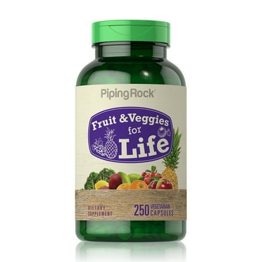 Fruit and Veggies Supplement | 250 Capsules | Blend of Fruits and Vegetables | Vegetarian, Non-GMO, Gluten Free | By Piping Rock