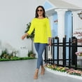 thumbnail image 6 of DENGDENG Plus Size Womens Tops 3/4 Sleeves Casual Boat Neck T-Shirts Trendy Elbow Sleeve Summer Tunic Tops Work Three Quarter Length Blouse Fashion 2025 Pullover Top with Pocket Yellow S, 6 of 9