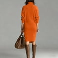 thumbnail image 5 of Fgvctg Womens Sweater Dress Long Sleeve Turtleneck Button Down Midi Dress Flowy Rib Knitted Casual Fall Winter Loose Dress Fashion Outfit With Pocket Saffron S, 5 of 5