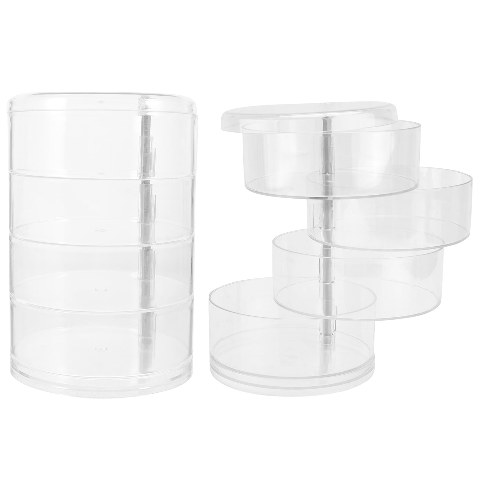 WHAMVOX 2-Pack Cable Management Boxes with Rotatable Lid, Multi-Layer Cord Organizers for Earphones, Jewelry, Small Accessories Storage