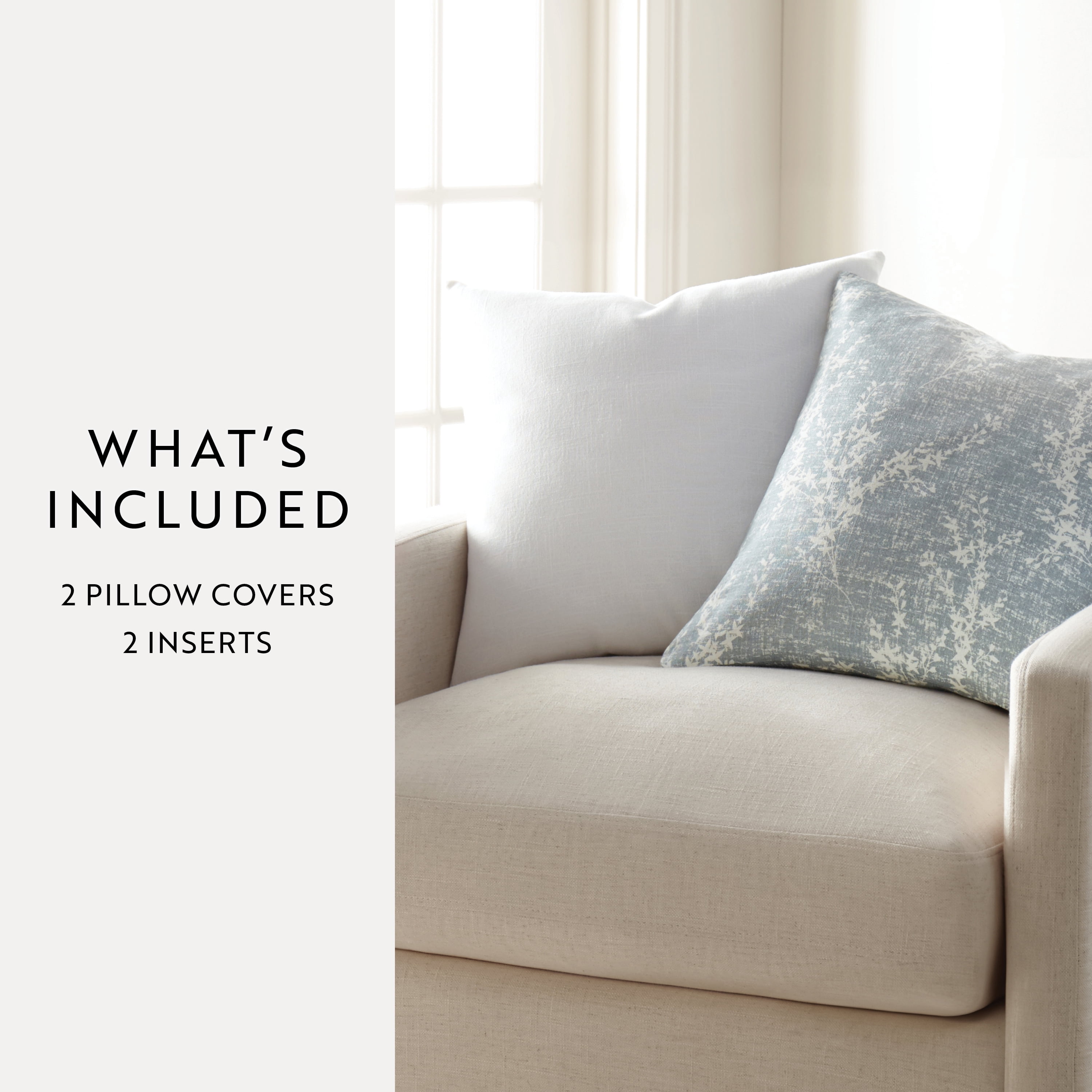 Noble Linens 2-Pack Cotton Slub Decor Throw Pillows - Willow Light Blue