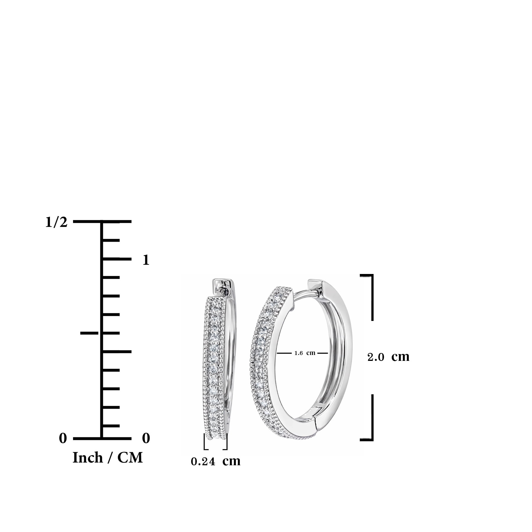 JeenMata Lab Grown Diamond Hoop Earrings - Round Cut Classic Earrings in White Gold Plating for Women