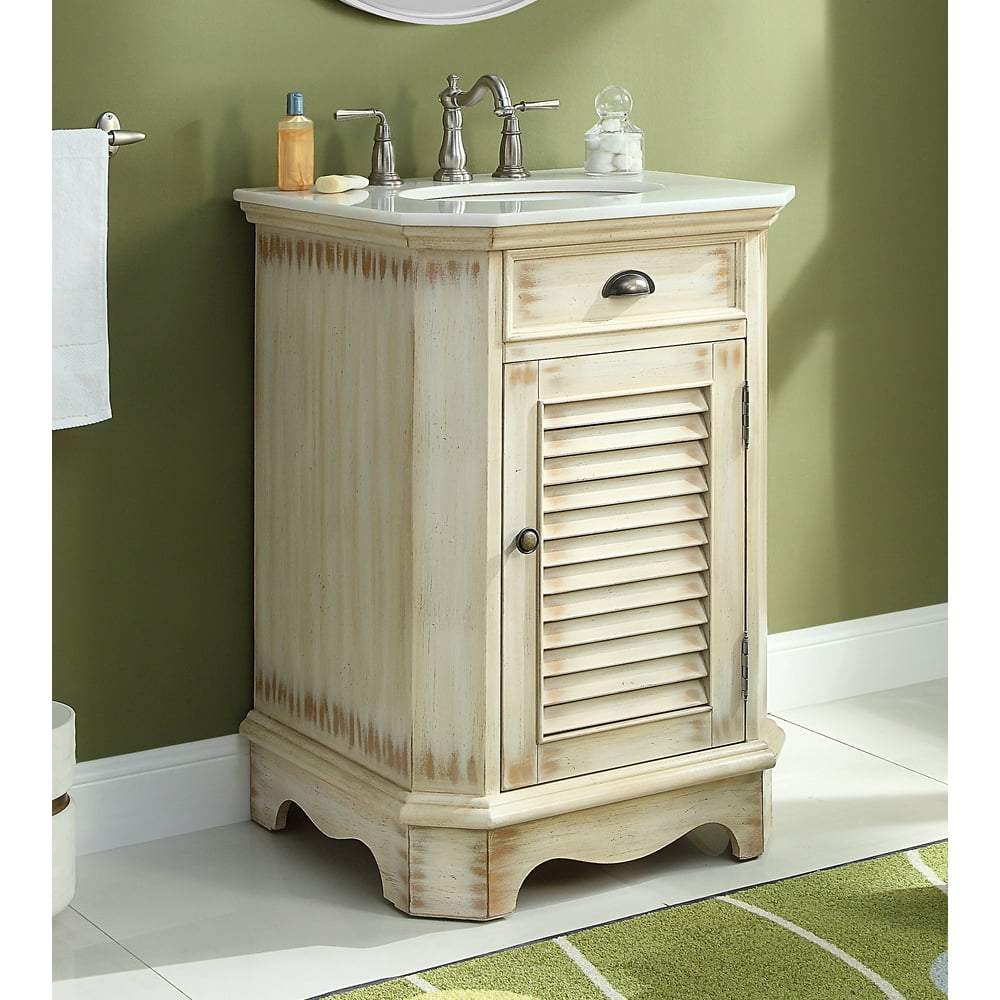 24" Benton Collection Distressed Beige Bathroom Sink Vanity CF47523A