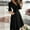 Black, variant on USSUMA Womens Summer Dresses Womens Dresses Long Sleeve V Neck Casual Lapel Collar Solid Color Tie Loose Fit Maxi Dress Elegant Skirt Loose Skirts Travel My Order Army Green Dress Size-L