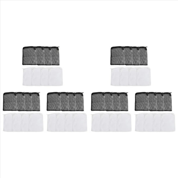 48 Piezas de Bolsa de Filtro de Acuario Bolsa de Filtro de de Medios Bolsa de Reutilizable para Carbón Granular, Bioball y Negro