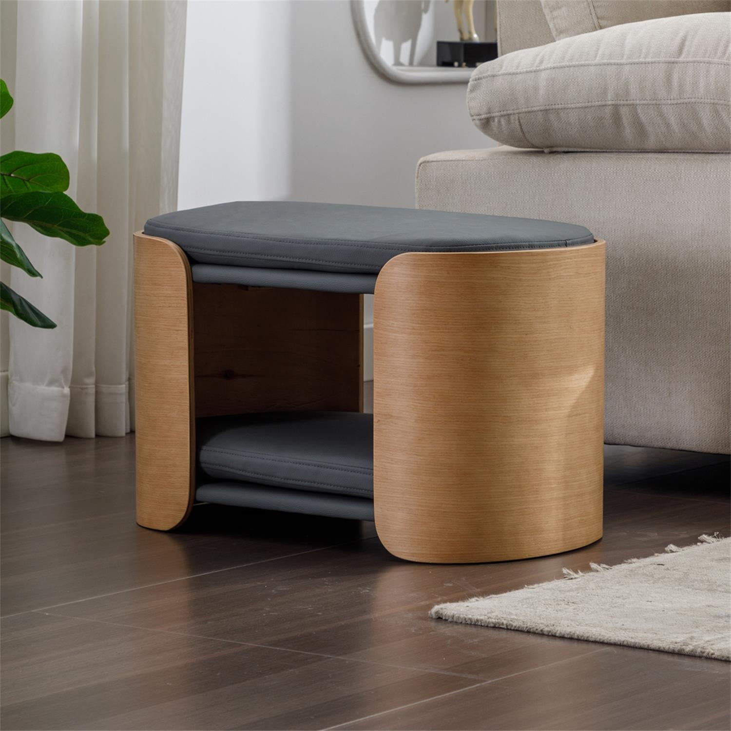 Pefilos 24" Double Cat Bed Pet Sofa with Solid Wood Legs and Bent Wood Back, Cat Scratch Resistant PU Cushion, Dog Bed Sofa for Indoor, Dark Gray Pefilos 24" Double Cat Bed Pet Sofa with Solid Wood Legs and Bent Wood Back, Cat Scratch Resistant PU Cushion, Dog Bed Sofa for Indoor, Dark Gray
