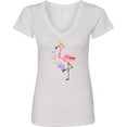thumbnail image 3 of Inktastic Cute Summer Flamingo Women's V-Neck T-Shirt, 3 of 5