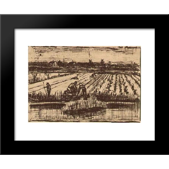 Potato Field 20x24 Framed Art Print by Vincent van Gogh