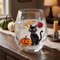 thumbnail image 5 of Halloween Stemless Wine Tumbler, Spooky Haunted House Ghost Black Cat Pumpkin Carriage Glass Cup, Indoor Outdoor Halloween Decorations, Clear Cocktail Drinkware for Party Table Decor Holiday Gift, 5 of 8