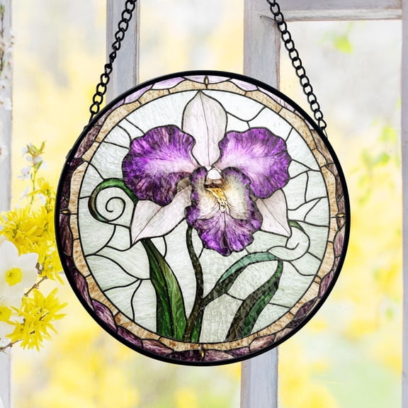 Orchid Stained Glass Suncatcher