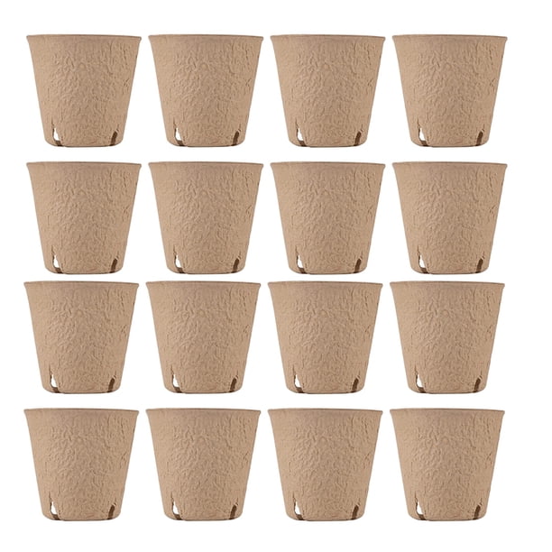50 macetas redondas de turba de pulpa de papel natural, bandejas para plántulas, macetas desechables para viveros y jardinería