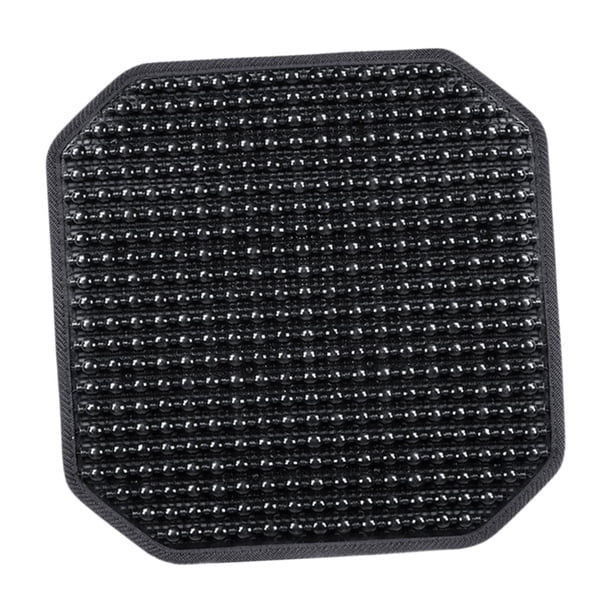 Funda de asiento de verano con masaje y cojín refrescante, asiento robusto de cuentas de madera cuadradas. Negro