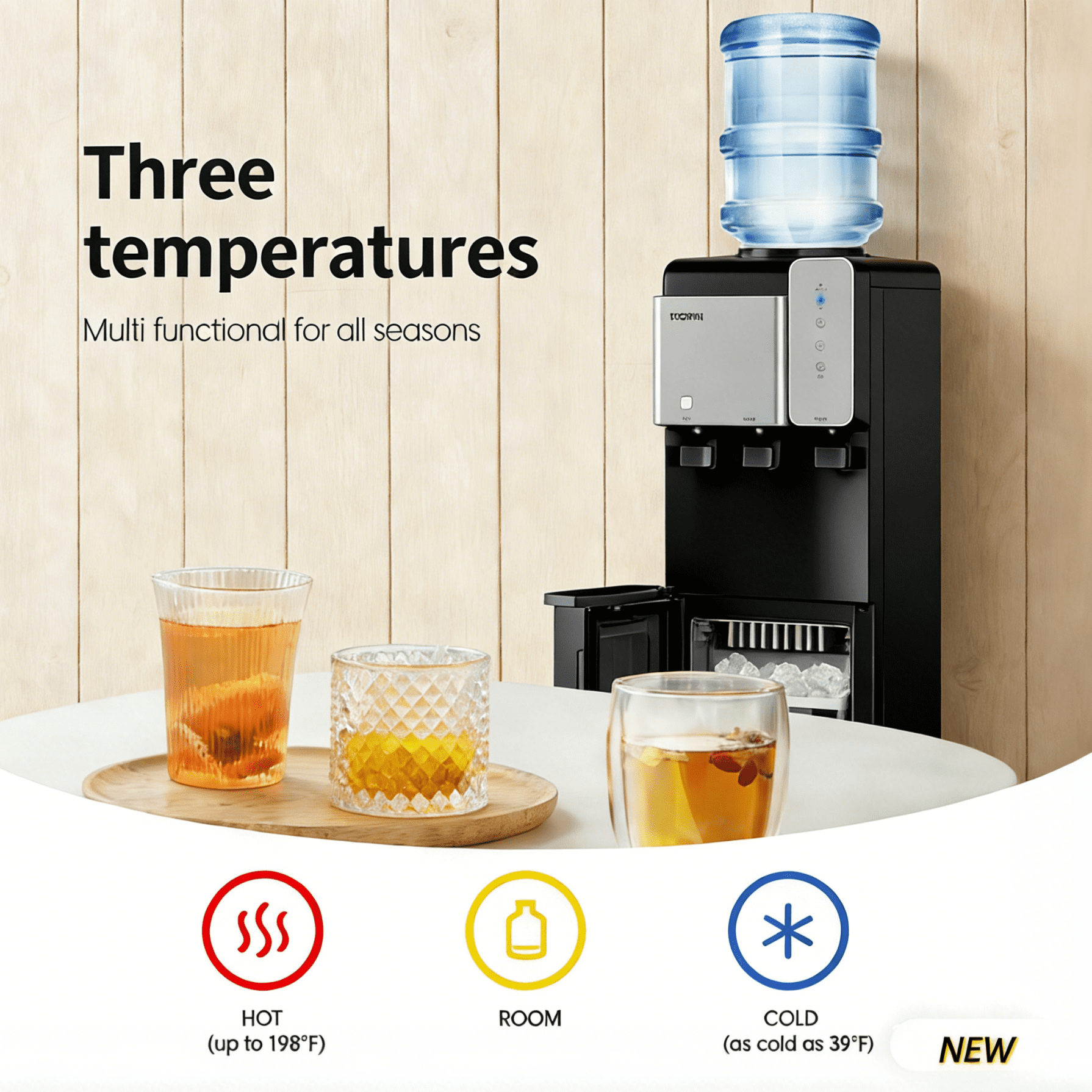 SOOPYK Water Cooler Plastic Hot, Cold & Room Temperature 5 Gallon Top Loading Water Cooler