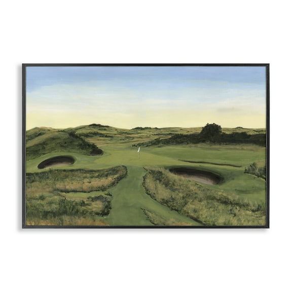 Stupell Industries Golf Field Landscape Landscape Painting Black Framed Art Print Wall Art, 18 x 12