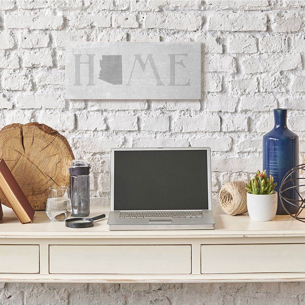 Stupell Industries Arizona Home State Map Grey Neutral Textured Word Design Canvas Wall Art by Daphne Polselli