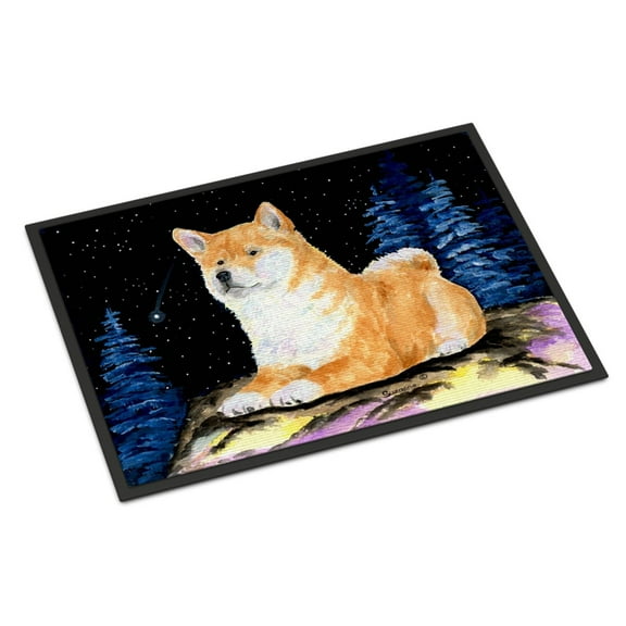 Carolines Treasures SS8445MAT Starry Night Shiba Inu Doormat 18x27 27"L x 18"W multicolor