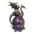 thumbnail image 3 of Ain’t It Nice Dragon Statue On Light Up LED Orb Cycling Through Many Vibrant Colors Collectible Dragon Figurine Fantasy Décor, Silver 4(L) X 4(W) X 8(H) inches (Batteries Included), 3 of 5