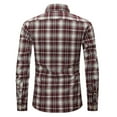 thumbnail image 3 of IROINNID Long Sleeve Shirts for Men Casual New Plaid Shirt Youth Shirts Coat Turndown Collar Blouse & Shirt,Wine, 3 of 3