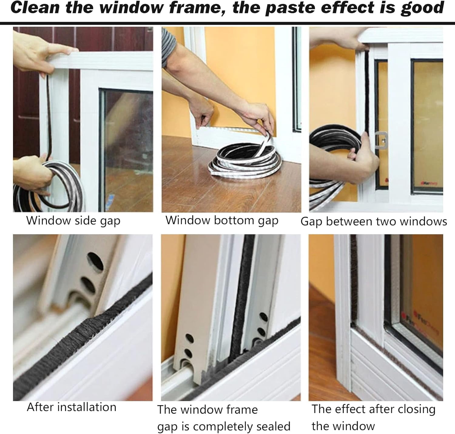 FRKSMD-Weather Stripping Brush, 32.8FT Pile Self Adhesive Weather Stripping, Weatherstrip Door Sweep Brush Seal Strip for Sliding Windows/Doors Frame Side (3/8 x 3/5 Inch (9 x 15 mm), Gray)