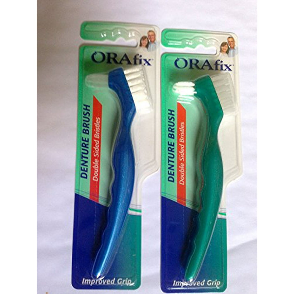 DENTURE toothbrush false teeth cleaning Brush ORAFIX double sided BRISTLES Assorted colors