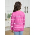 thumbnail image 3 of Sherrylily Girls Long Sleeve T Shirts Crewneck Tunic Tops Kids Button Striped Casual Tee Size 4-15, 3 of 5