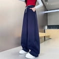 thumbnail image 2 of THJRPQJFD Girls Wide Leg Sweatpants High Waisted Baggy Pants Fashion Boys Preppy Drawstring Athletic Joggers Loose Active Sweat Pantswith Pockets, 2 of 8