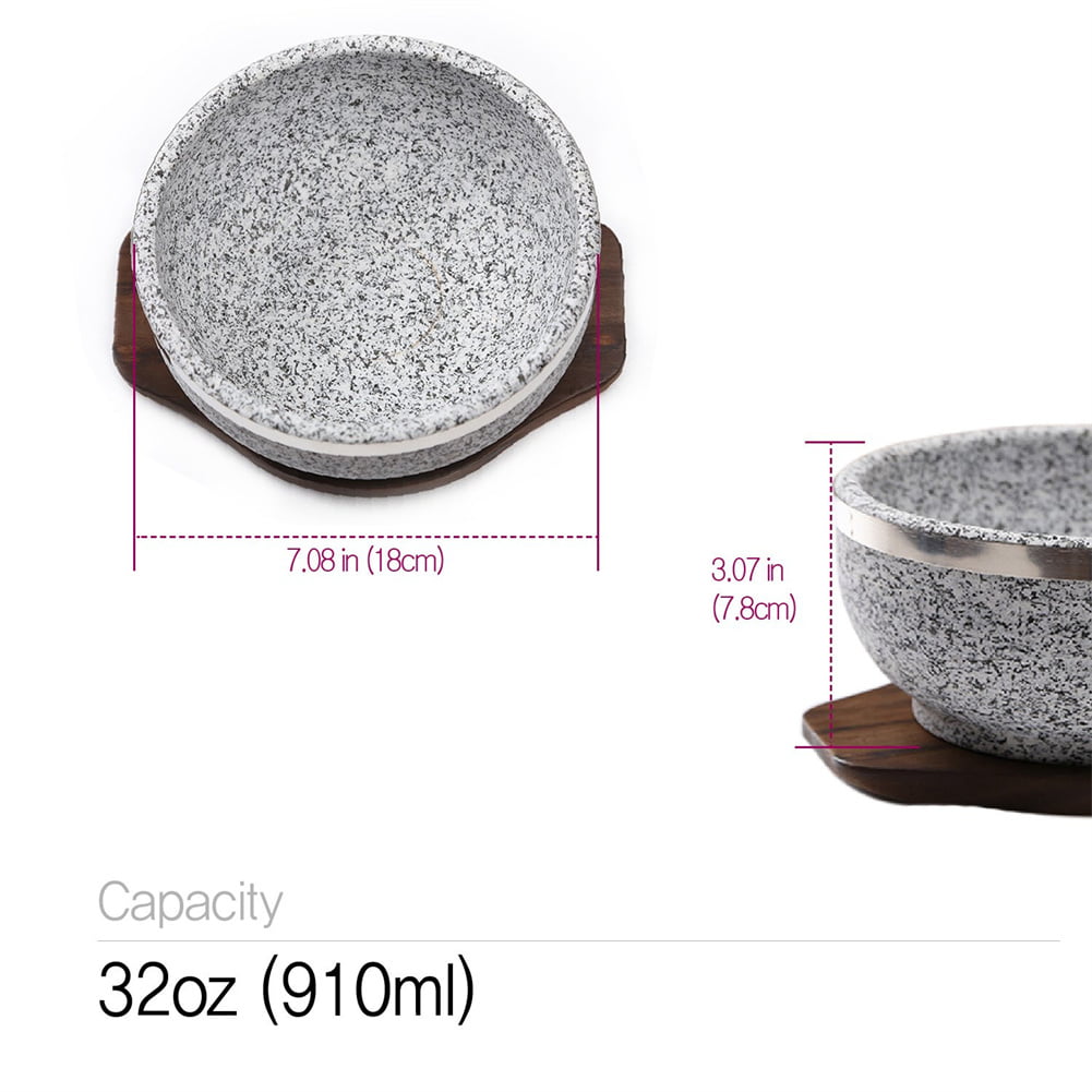 Set of 2 Dolsot Bibimbap Bowls Granite Stone Bowls for Korean Recipes 32-Oz 