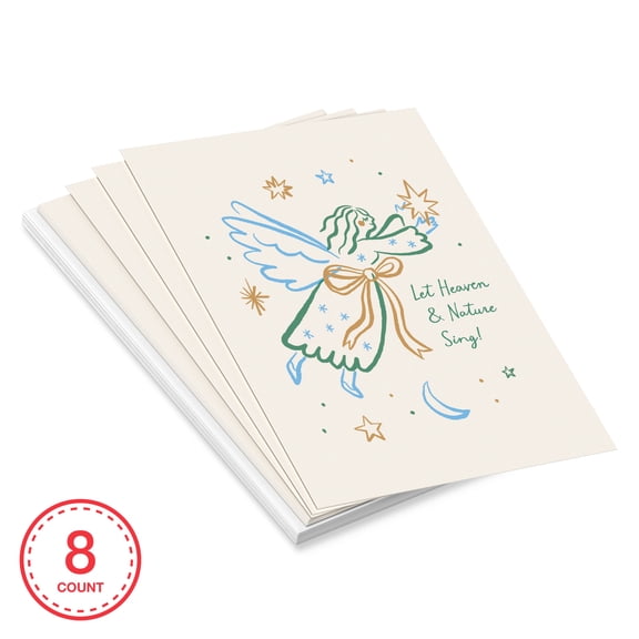 American Greetings 8-Count Christmas Blank Card Pack, Angel Illustration