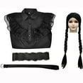 thumbnail image 3 of KAWELL Wednesday Addams Robe de Costume pour Filles Wednesday Costume de Cosplay Tenue d'Halloween pour 5-12 Ans, 3 of 6