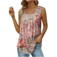 thumbnail image 2 of Brilliant Tank Tops for Women Plus Size 3x Women's Summer Casual Loose Fit Pleated Square Neck Sleeveless Tops (Pink,XXL), 2 of 5