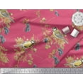 thumbnail image 2 of Soimoi Pink Heavy Canvas Fabric Black Berry & Yellow Sparrow Bird Print Fabric by the Yard 58 Inch Wide, 2 of 3